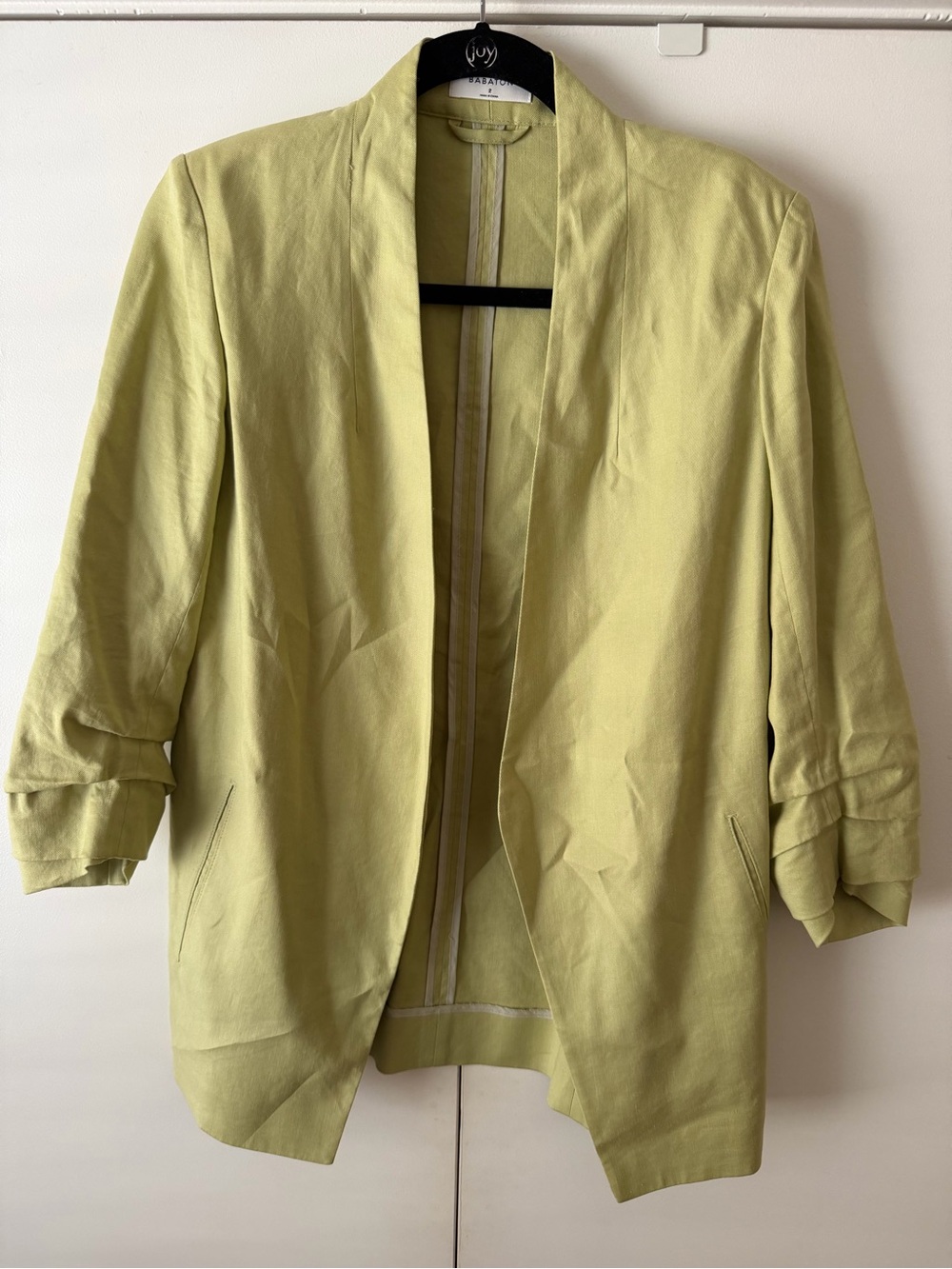 Babaton Light Lime Open-Front Blazer Jacket